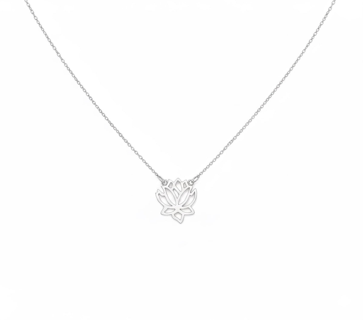 Lotus Necklace | Symbol of Purity & Resilience, in White Gold Plated finish