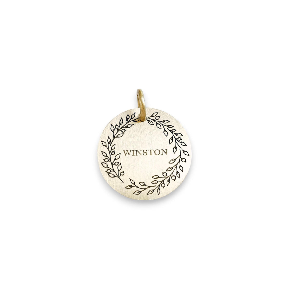 The Wildflower Token | Artisan Floral Branch Pet ID & Custom Engraved Dog Tag, front view
