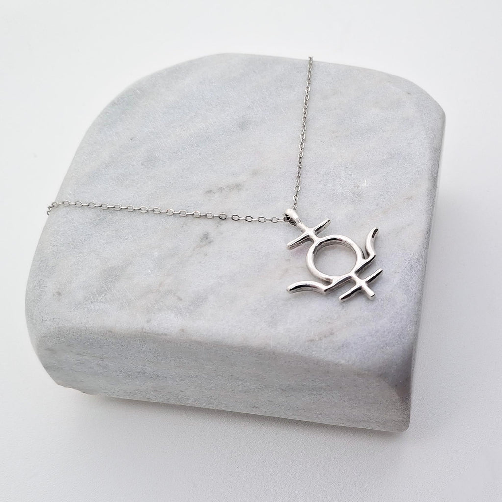 Pluto Symbol Necklace | Esoteric Rebirth Talisman, alternate angle