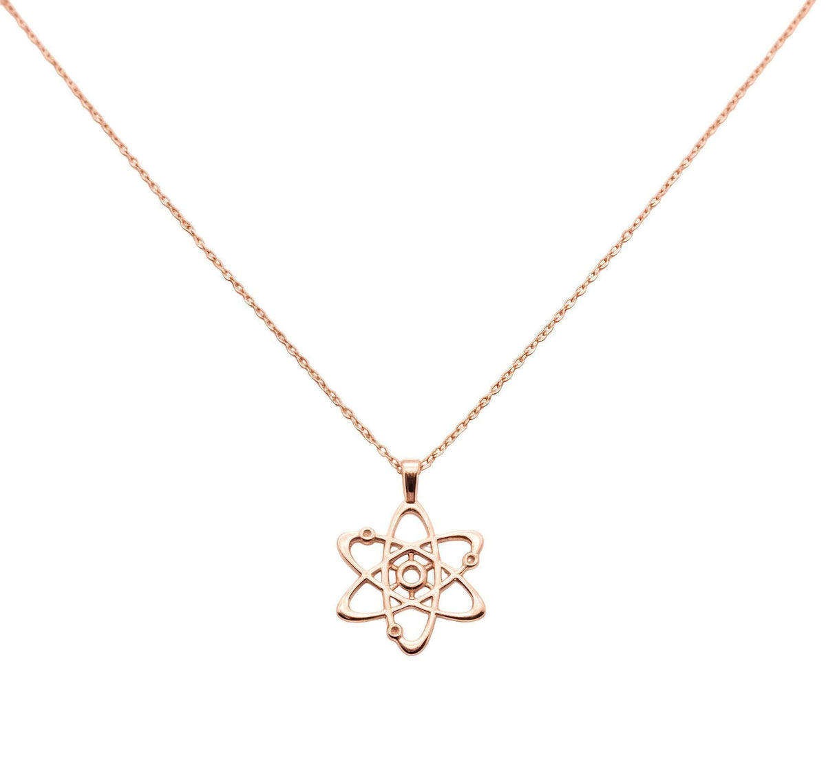 Atom Necklace | Sterling Silver Bohr Model Pendant | Science & Molecular Talisman, alternate angle