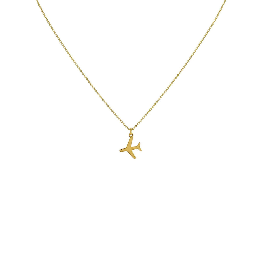 Airplane Necklace in yellow gold plated finish