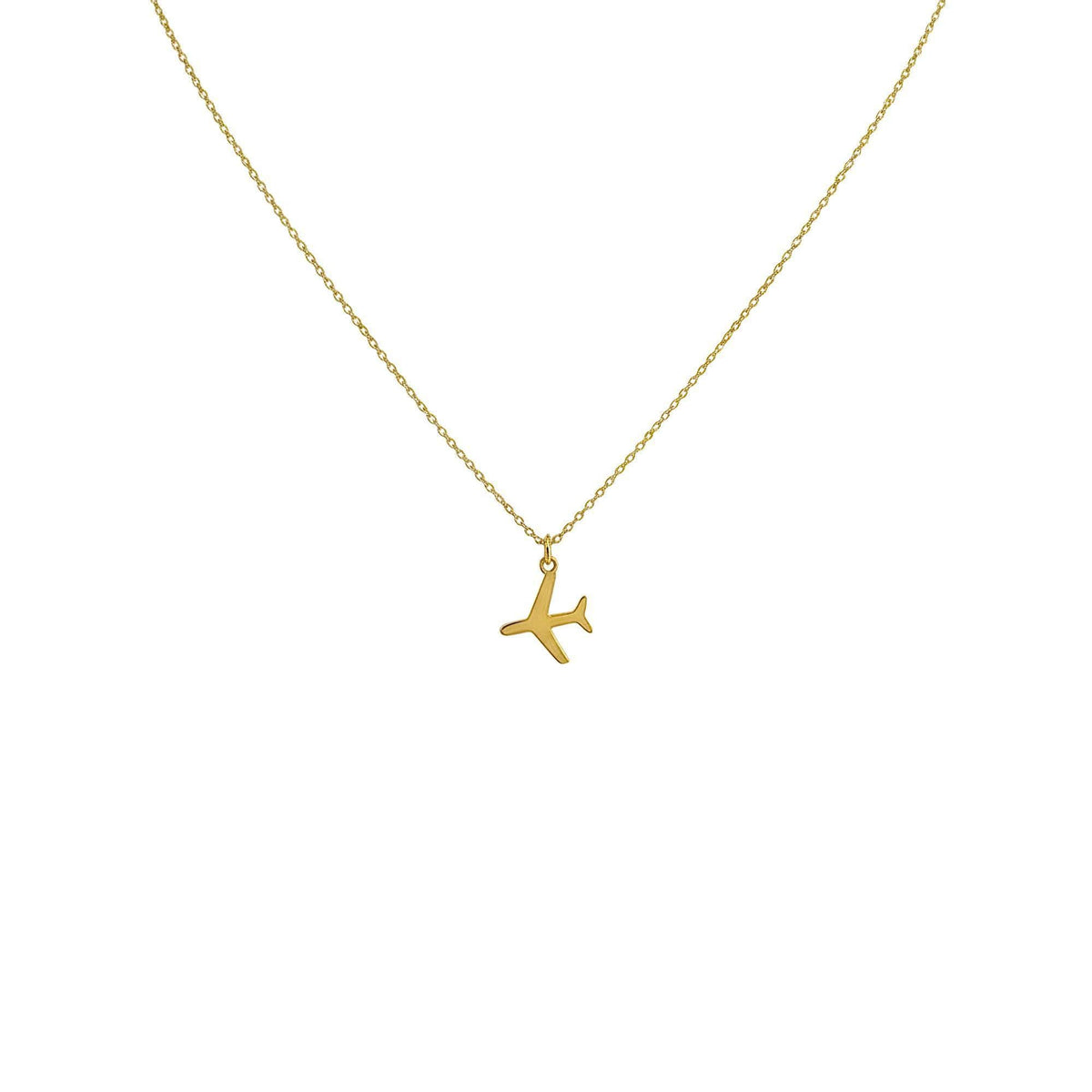 Airplane Necklace in yellow gold plated finish
