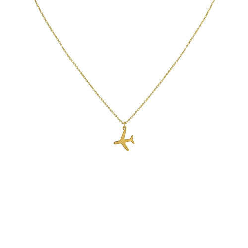 Airplane Necklace in yellow gold plated finish