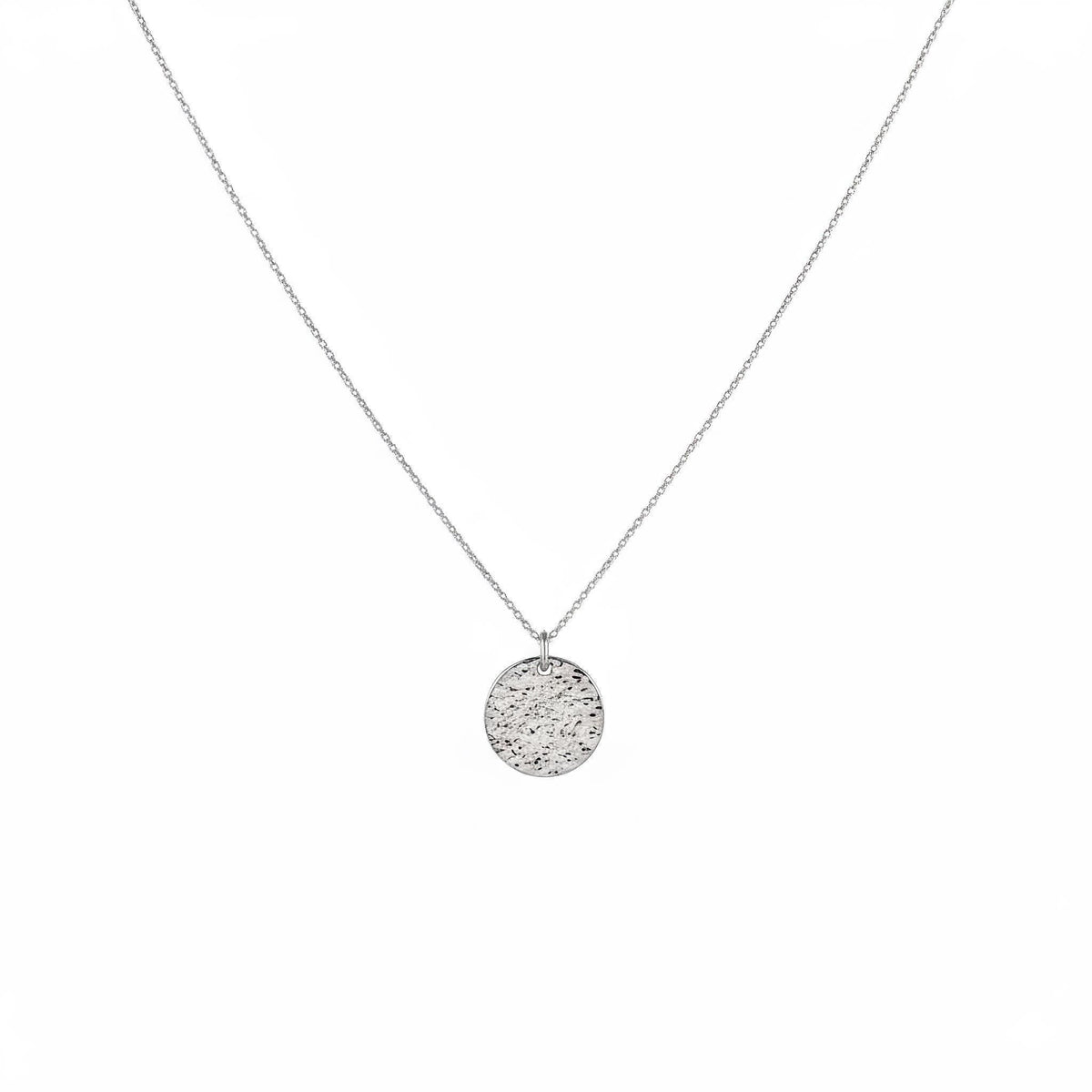 Hammered Circle Necklace | Solid 14k Gold Disc Pendant | Minimalist Layering Charm, styled view