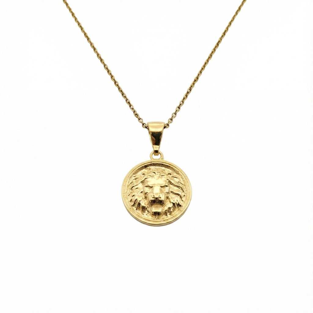 Lion Head Medallion | Leo Strength & Courage Talisman, in Yellow Gold Plated finish
