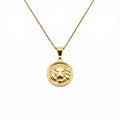 Lion Head Medallion | Leo Strength & Courage Talisman, in Yellow Gold Plated finish
