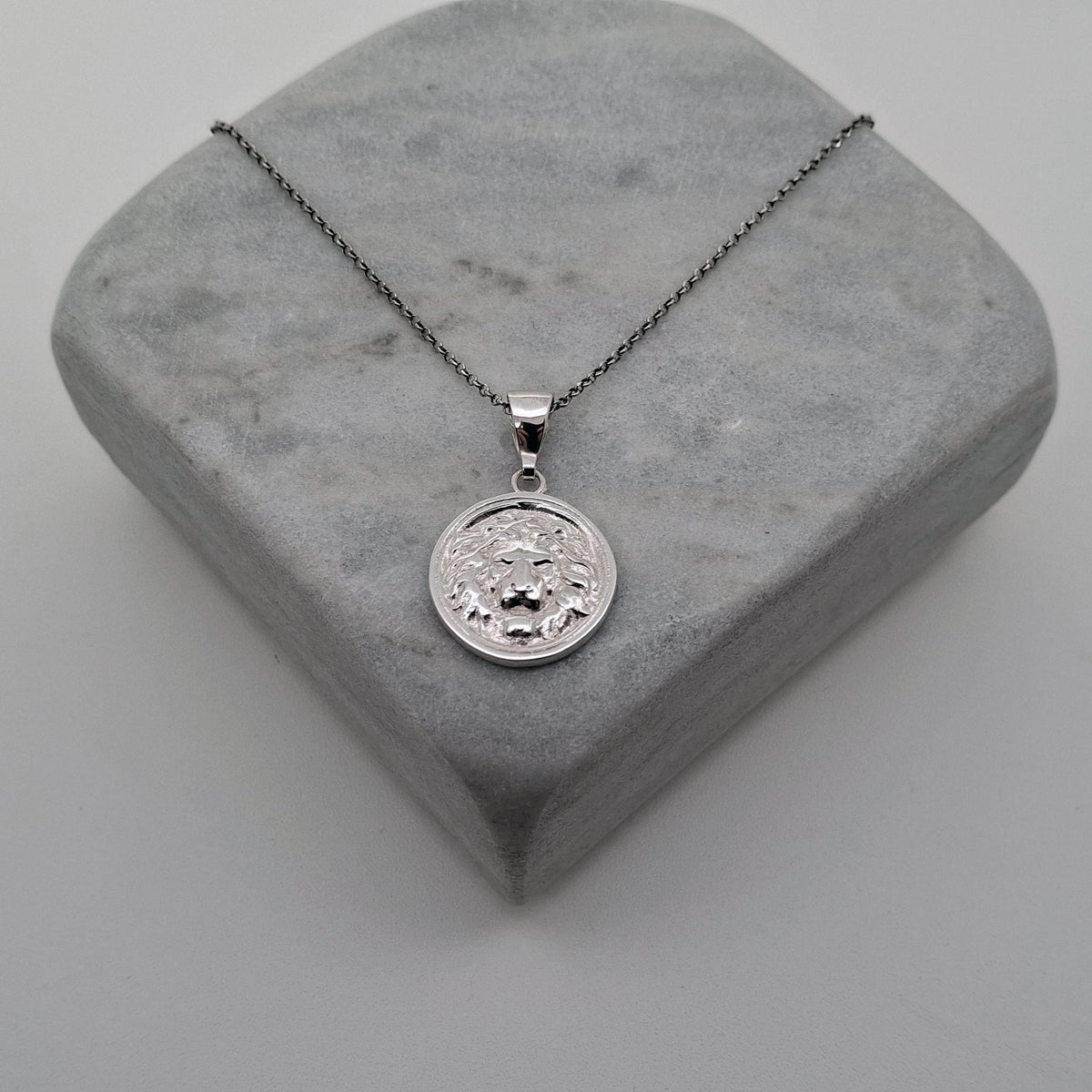 Lion Head Medallion | Leo Strength & Courage Talisman, close-up detail