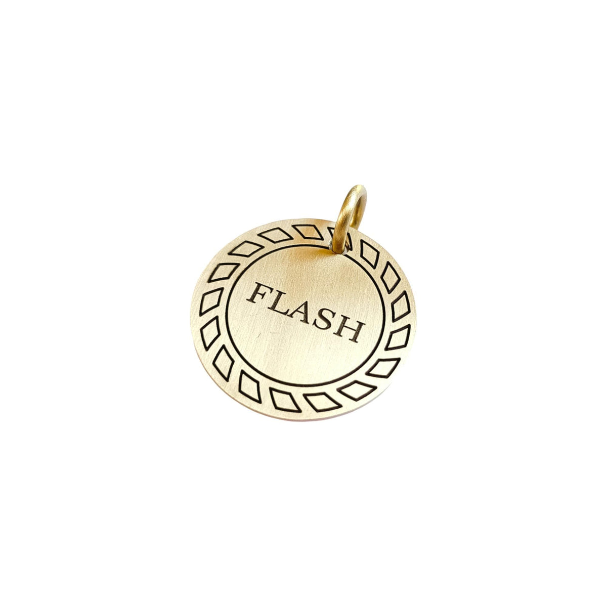 The Kinetic Token | Artisan Gear Pattern Pet ID & Custom Engraved Dog Tag, styled view