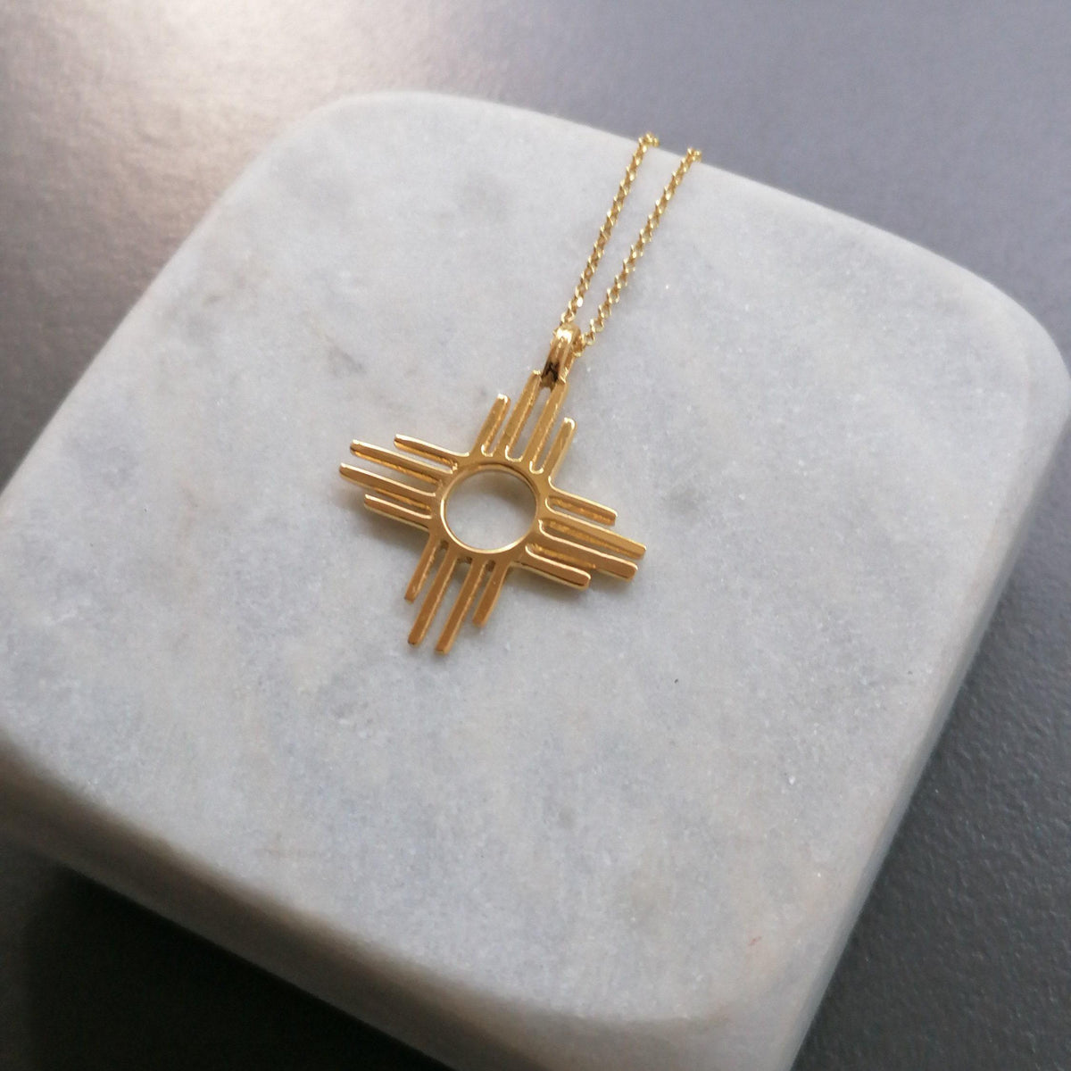 Zia Sun Necklace | Sterling Silver Sacred Geometry Pendant | Southwestern Pueblo Symbol