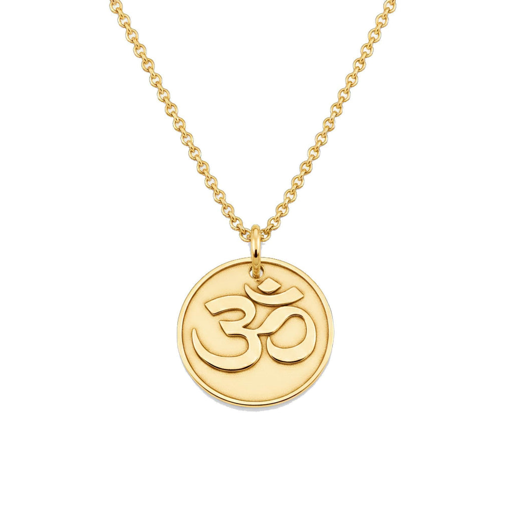 Om Symbol Necklace | Minimalist Meditation Talisman, in Yellow Gold Plated finish