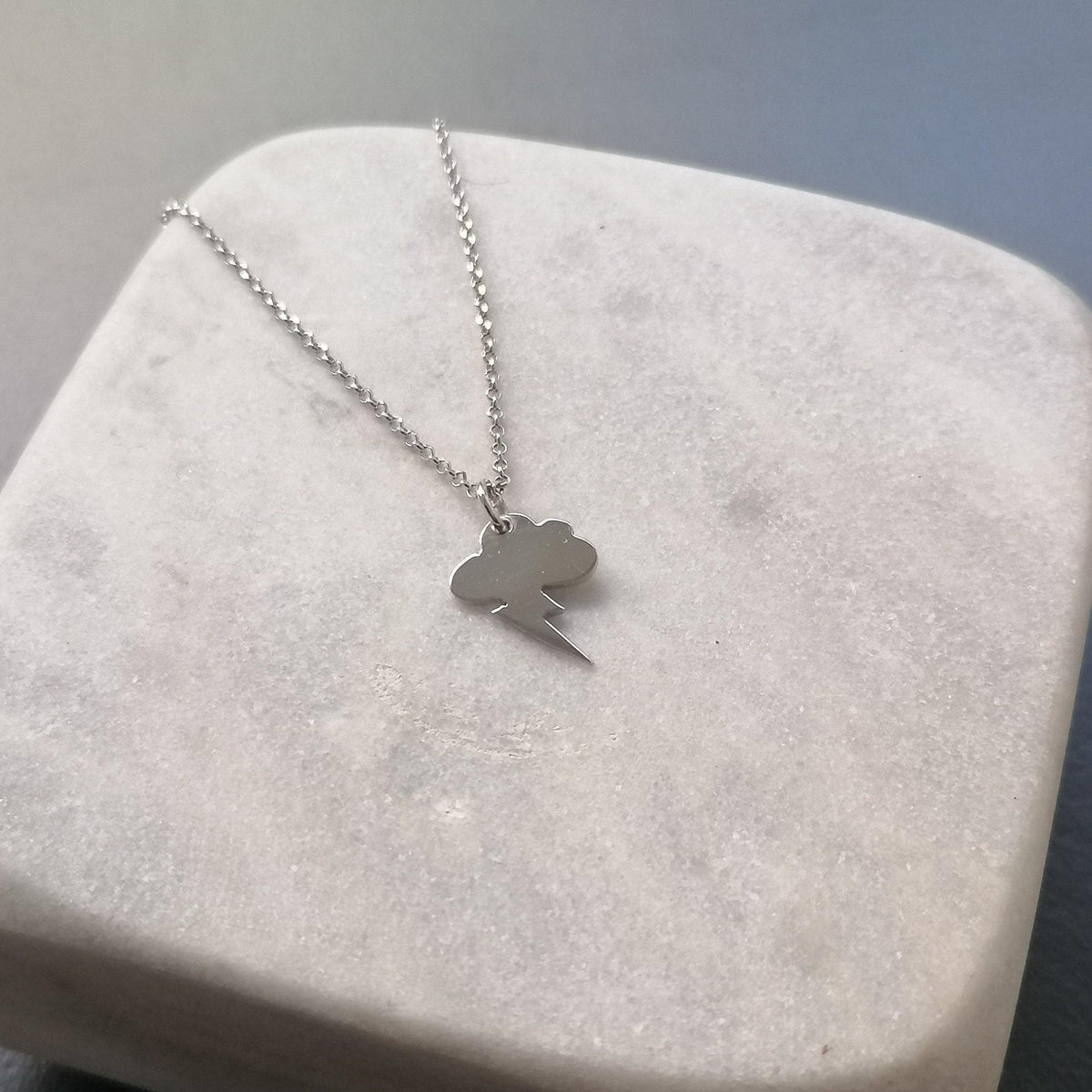 Thunderstorm Charm Necklace | Lightning Bolt Resilience Talisman, styled view