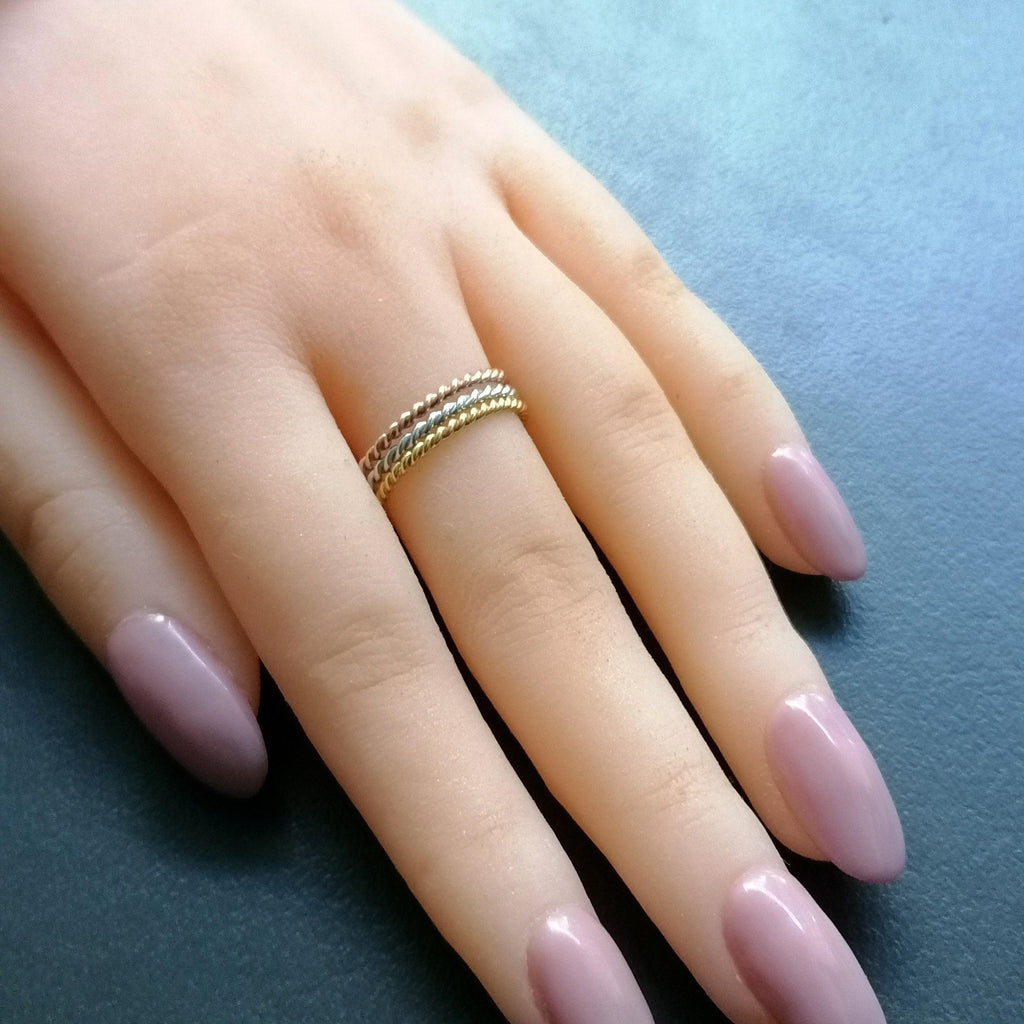 Dainty Rope Ring | Twisted Stacking Band, additional detail