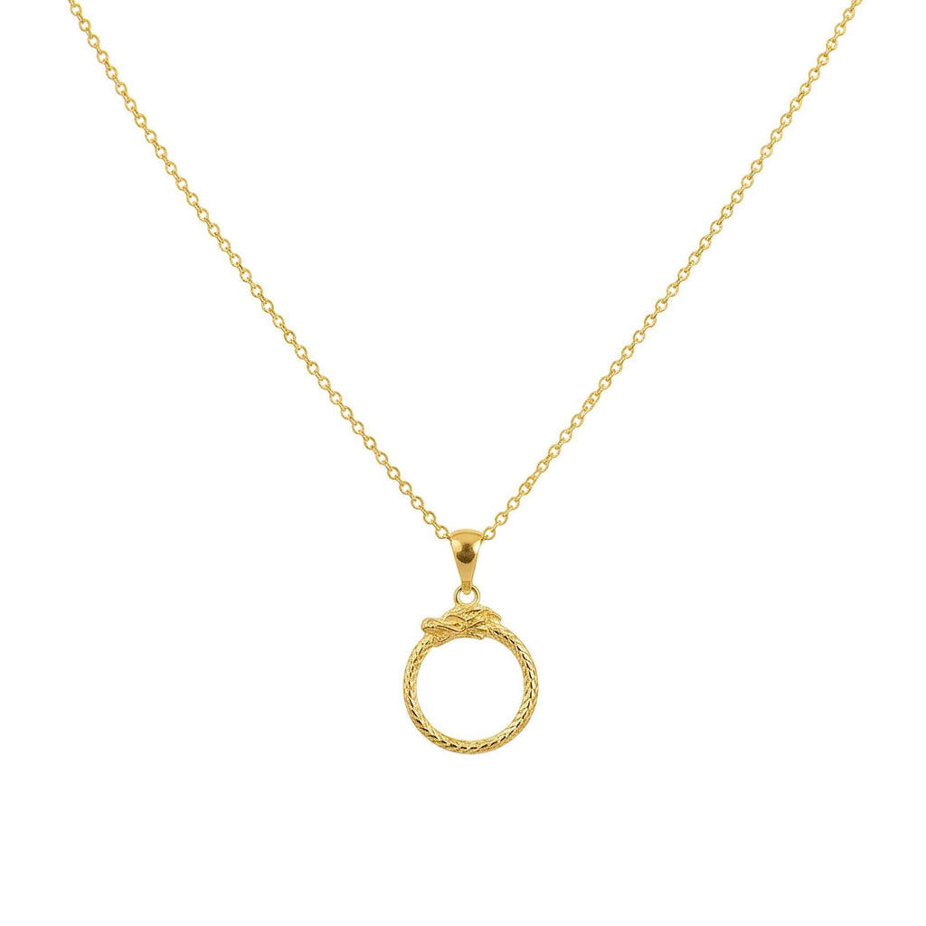 Ouroboros Dragon Necklace, Sterling Silver (Eternity Symbol Pendant), close-up detail