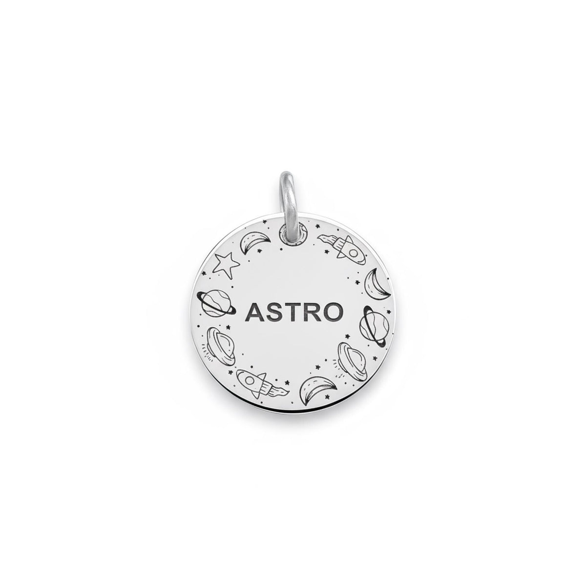 Space Lover's Dog Tag | Custom Engraved Rocket Ship Pet ID, styled view