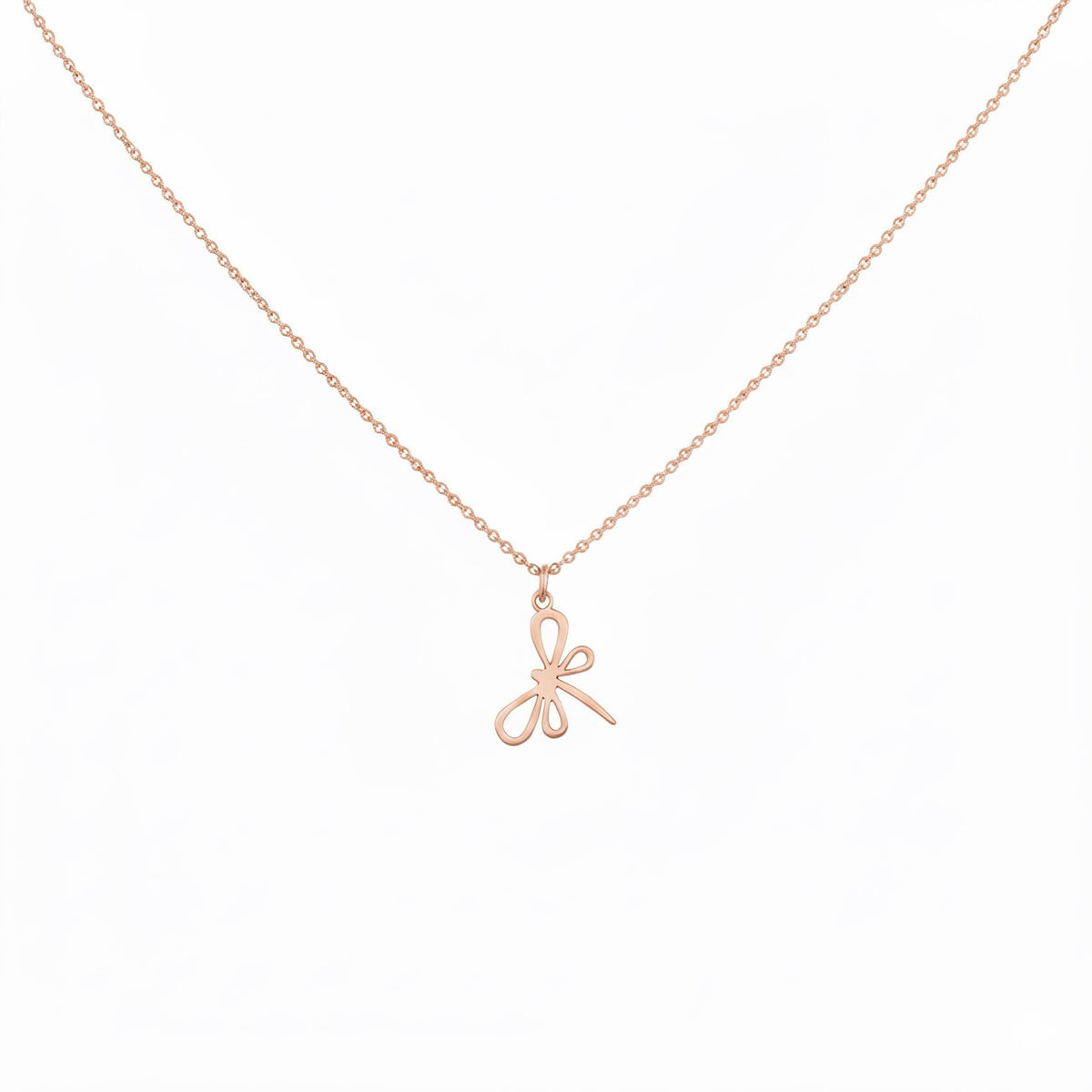Dragonfly Charm Necklace | Symbol of Transformation, in Rose Gold Plated finish