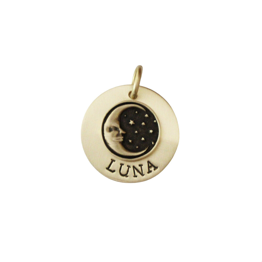 The Lunar Token | Artisan Moon Pet ID & Custom Engraved Dog Tag, front view