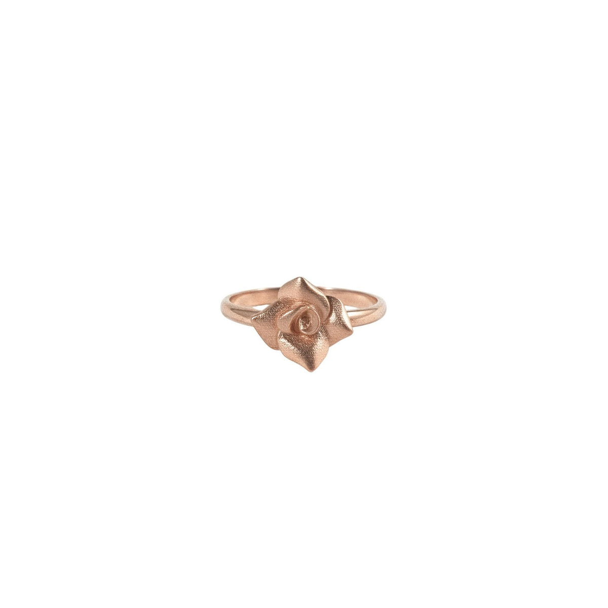 Silver Rose Ring | Dainty Floral Statement Band Sterling Silver | Botanical Promise Ring, in Rose Gold Plated finish