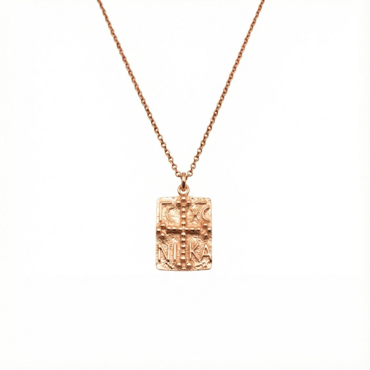 Byzantine Cross Necklace | IC XC NIKA Faith Talisman, in Rose Gold Plated finish