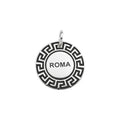 Greek Key Dog Tag | Custom Sterling Silver Meander Pet Tag | Engraved Greek ID Tag, front view