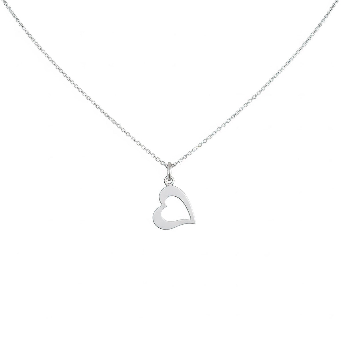 Heart Necklace | Romantic Love Charm, in White Gold Plated finish