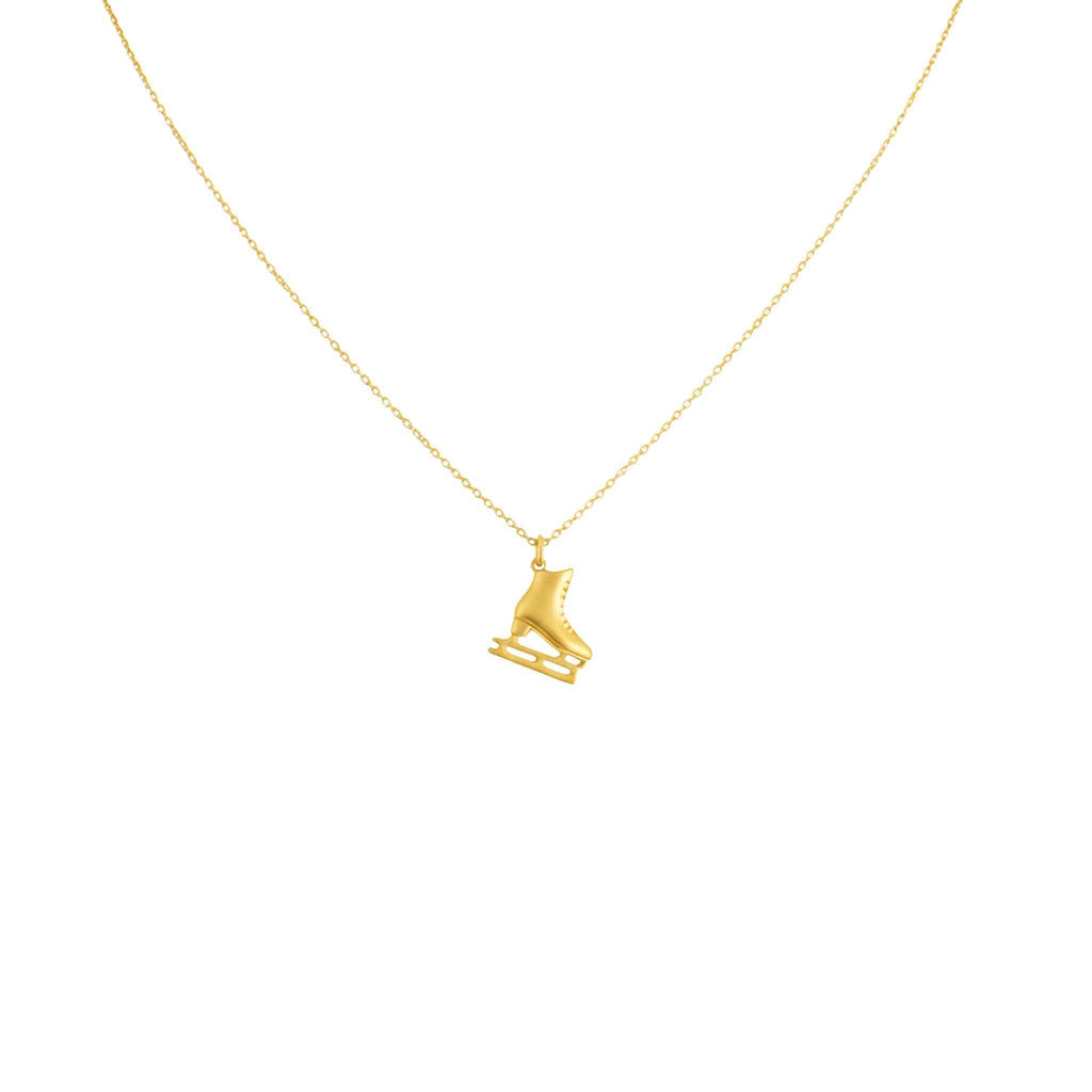 Figure Skater Necklace | Ice Skate Charm, in Yellow Gold Plated finish