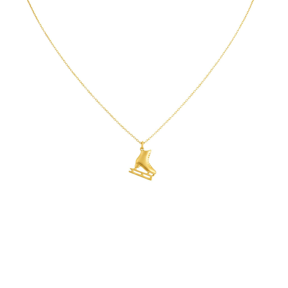 Figure Skater Necklace | Ice Skate Charm, in Yellow Gold Plated finish