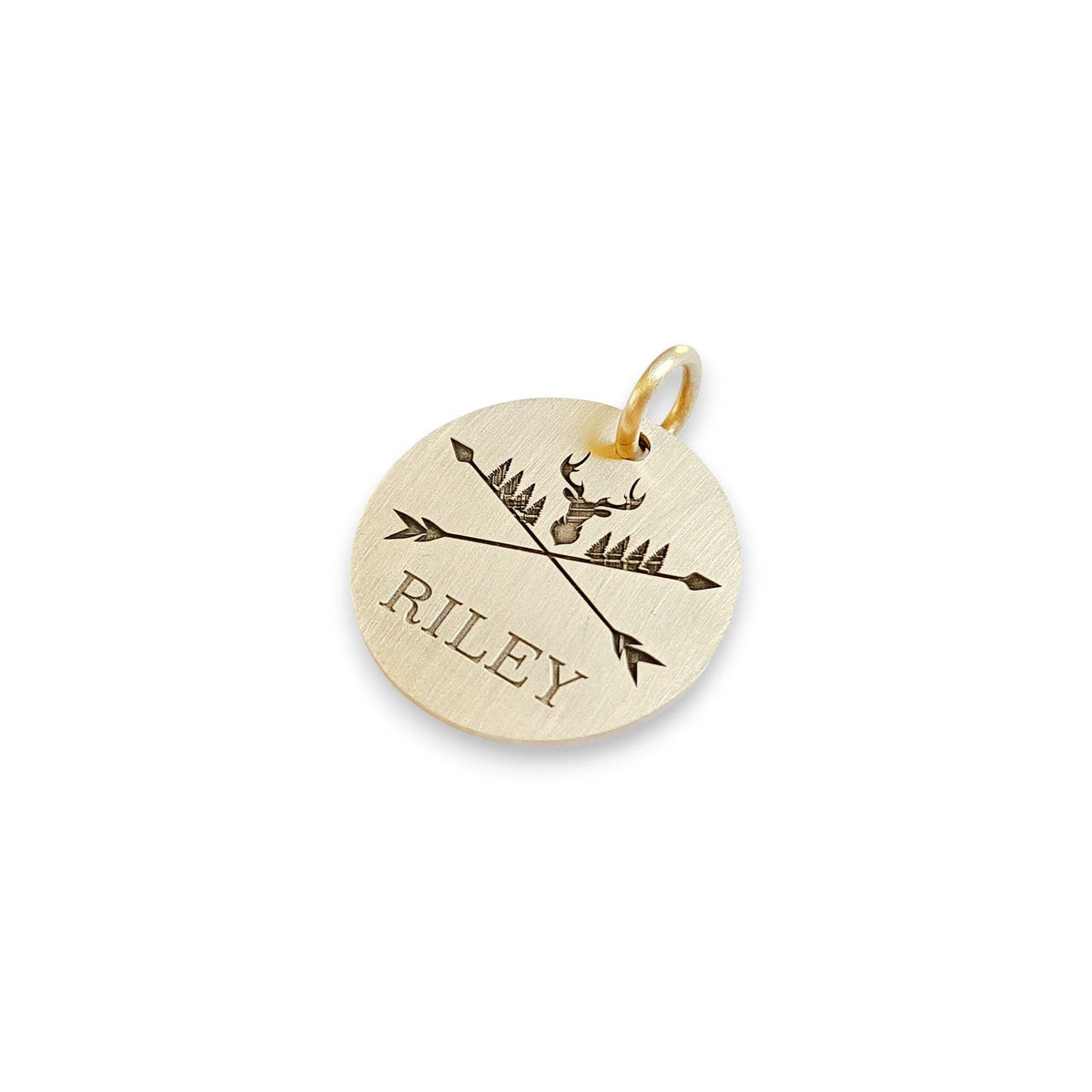 The Inscribed Stag Token | Artisan Deer Pet ID & Custom Engraved Woodland Dog Tag, alternate angle