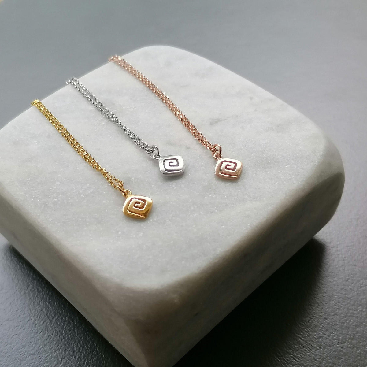 Spiral Necklace | Minimalist Small Sacred Geometry Pendant Sterling Silver | Cosmic Evolution Charm, additional detail