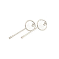 Hammered Circle Drop Earrings | Minimalist Eternity Dangles, in White Gold Plated finish