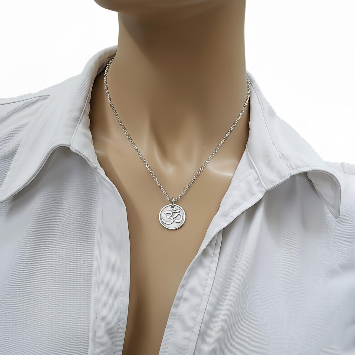 Om Symbol Necklace | Minimalist Meditation Talisman, front view