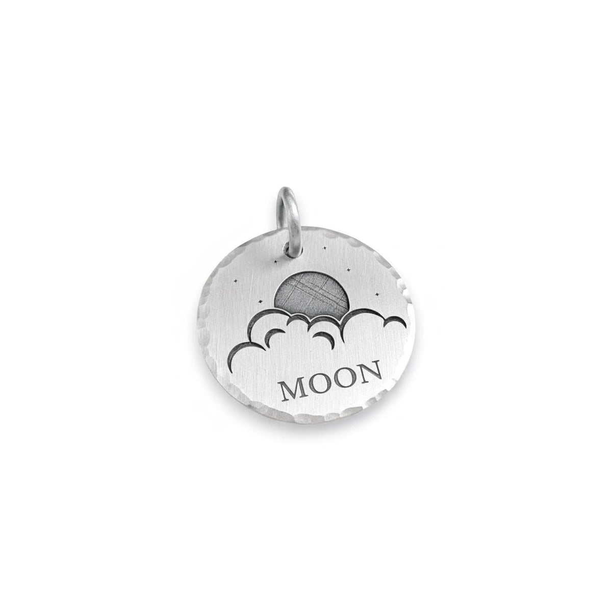 Celestial Dog Tag | Custom Sterling Silver Moon & Clouds Pet ID Tag | Night Sky Pet Charm, additional detail