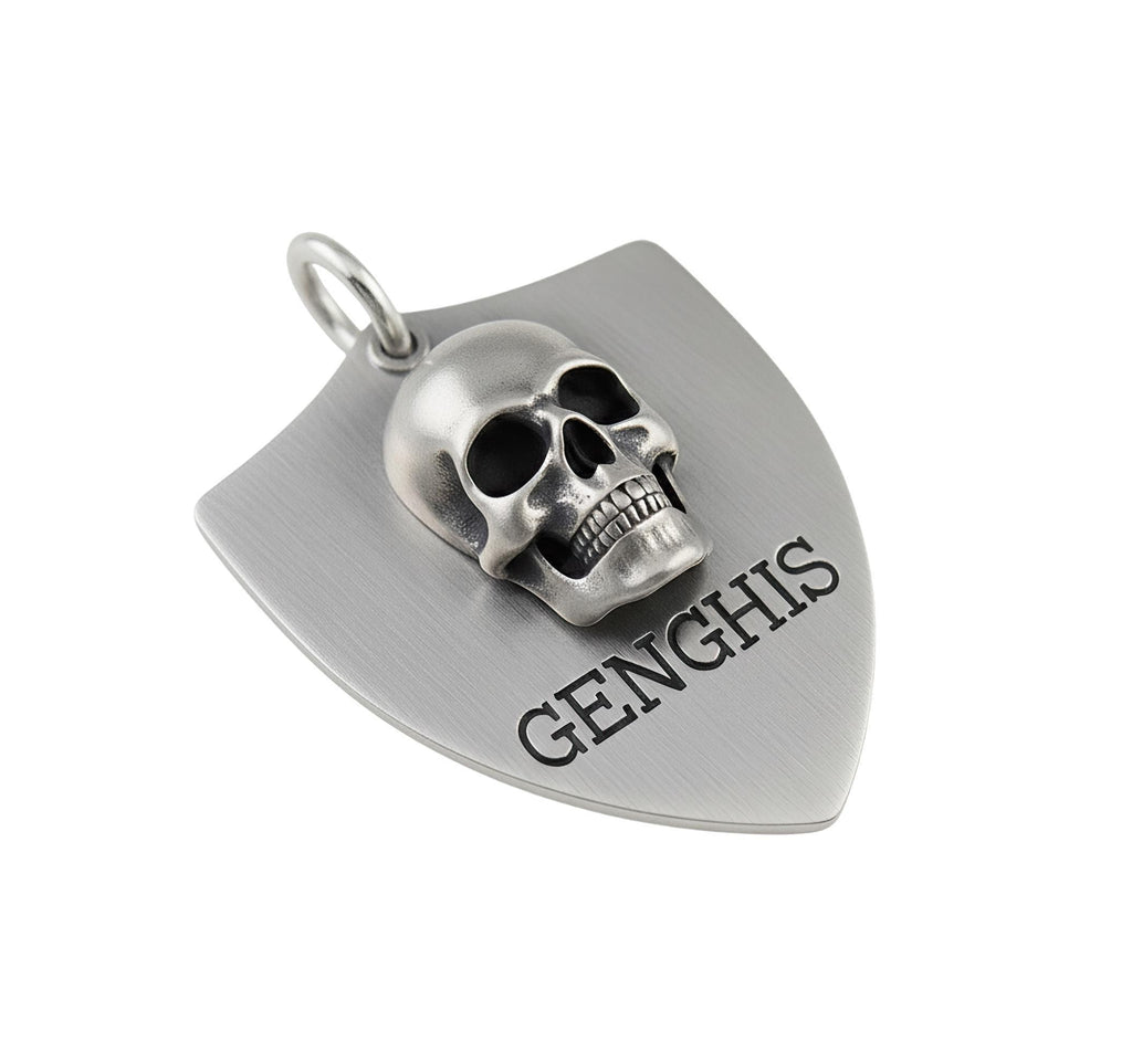 Skull Dog Tag ID Medallion | Rebel Companion Pet Charm, additional detail