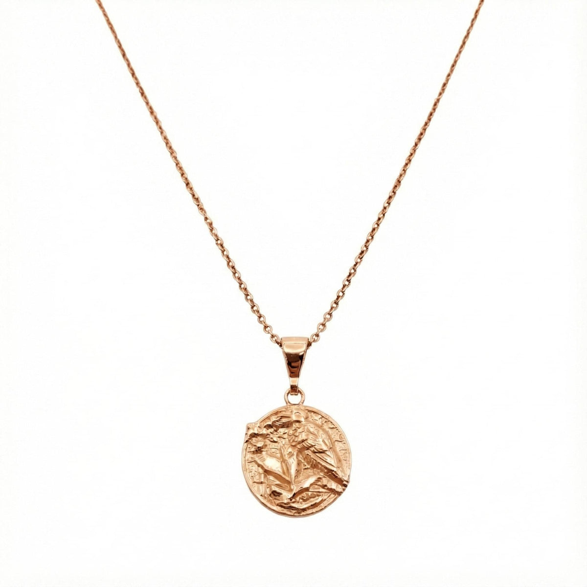Raven Medallion Necklace | Mystical Wisdom Talisman, in Rose Gold Plated finish