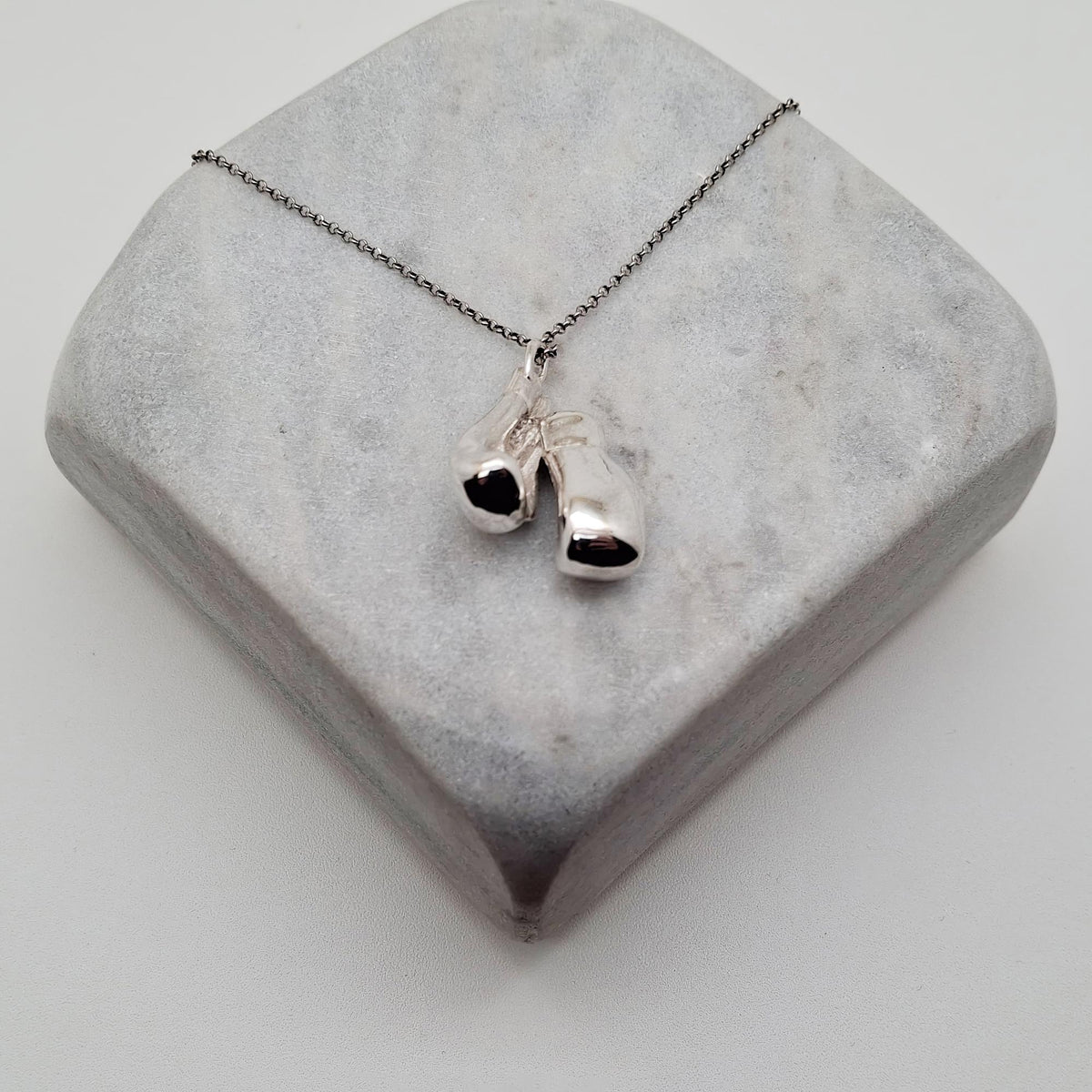 Boxing Gloves Pendant | Fighter Resilience Talisman, close-up detail