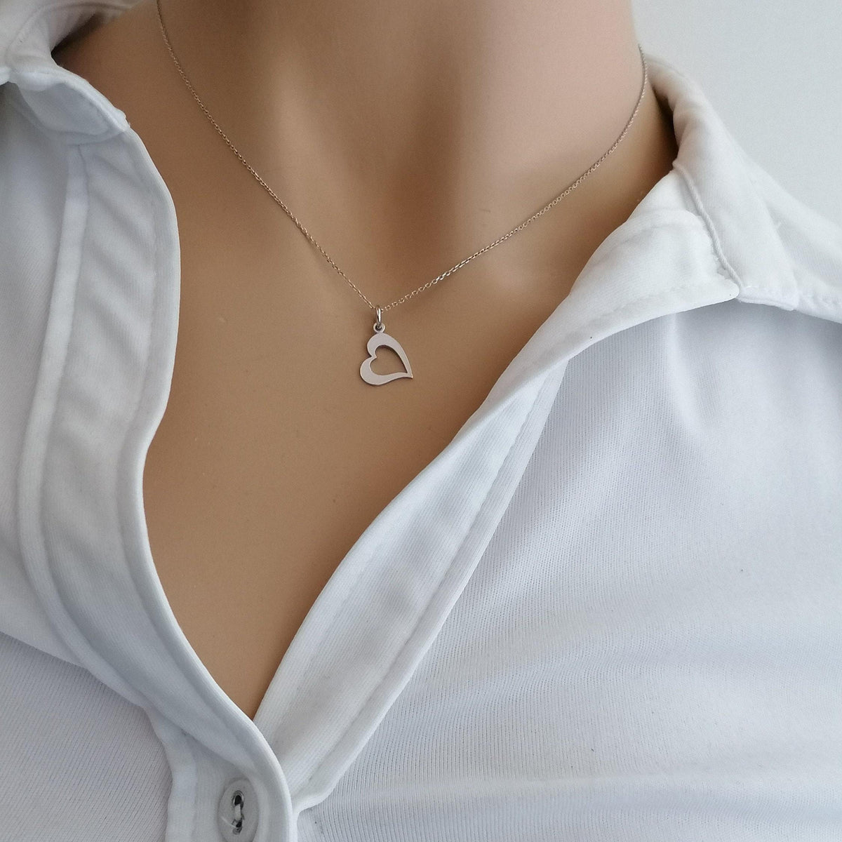 Heart Necklace | Romantic Love Charm, front view
