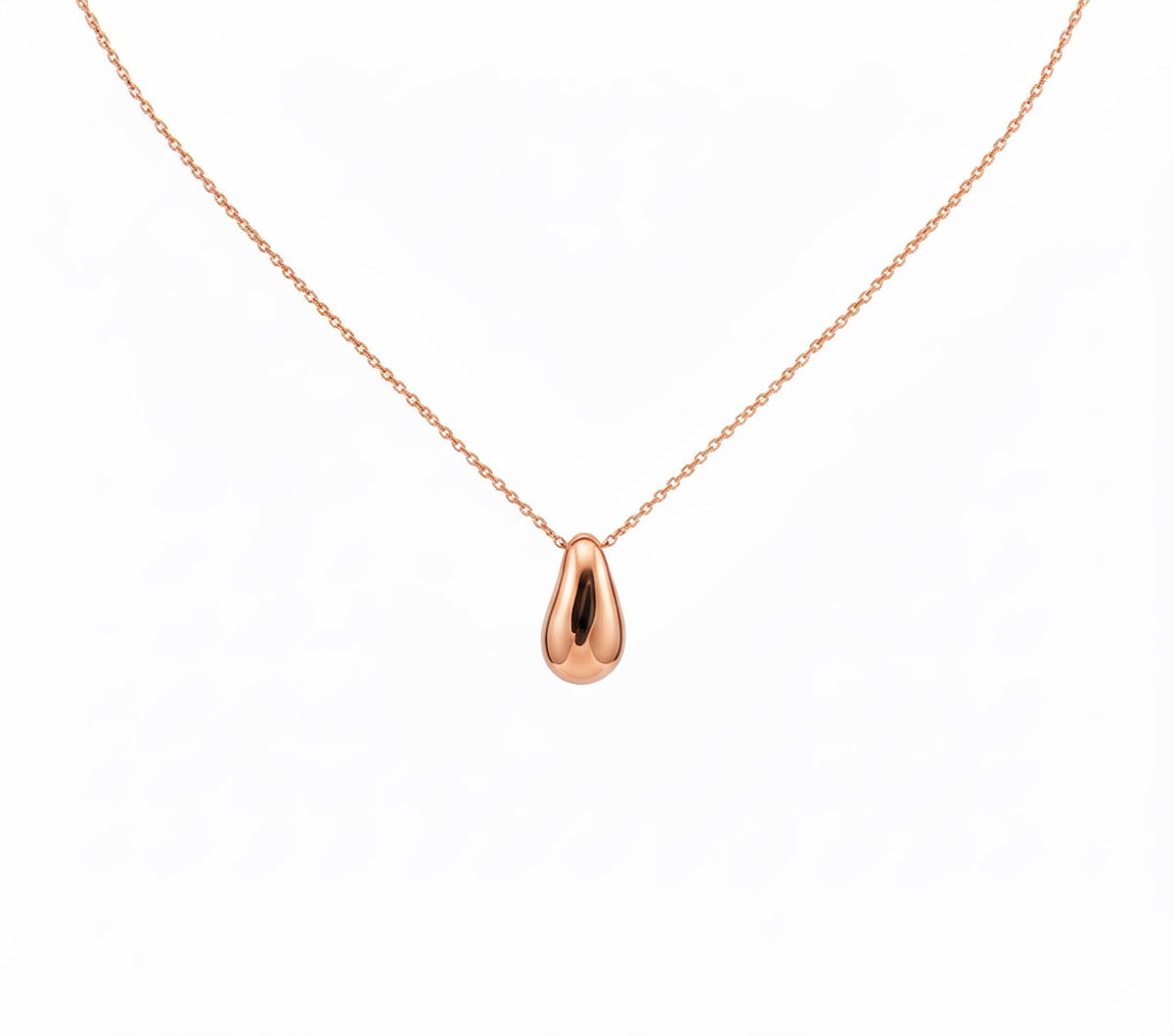 Solid Gold Pebble Necklace | Dainty Organic Fluid Charm | Minimalist River Stone Pendant, alternate angle