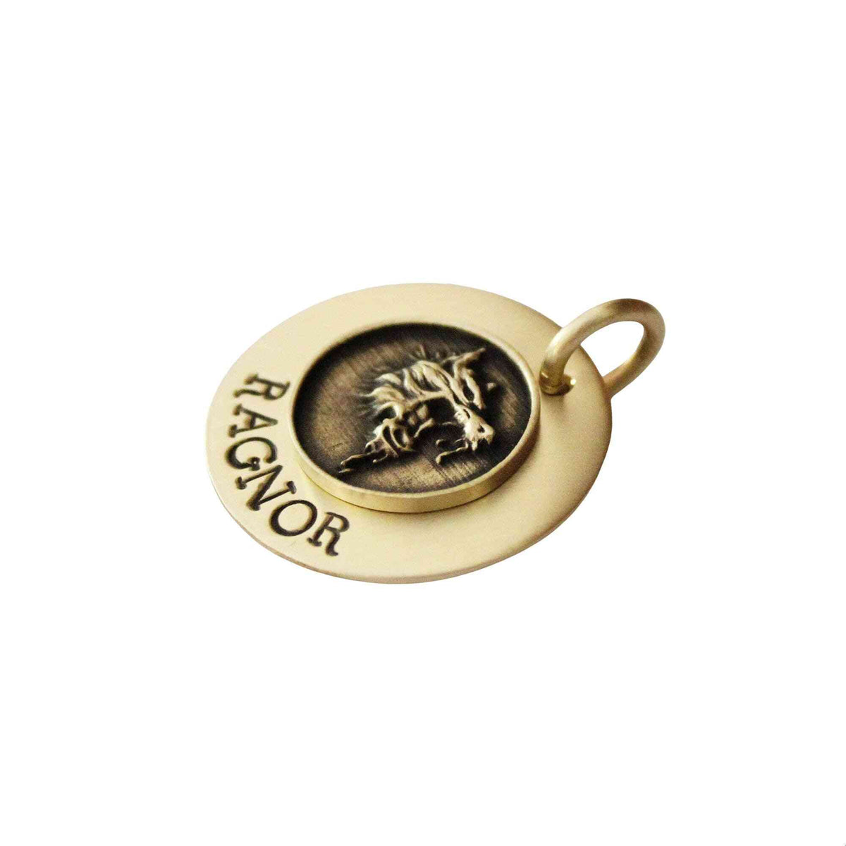 The Fierce Wolf Sigil | Artisan Mixed Metal Pet ID & Custom Engraved Dog Tag, additional detail
