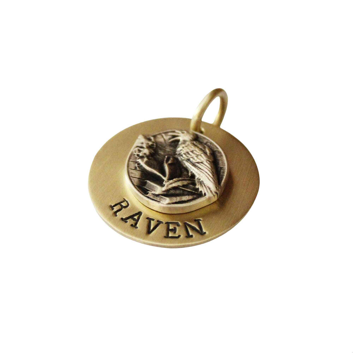 The Sentinel Sigil | Artisan Raven Pet ID & Custom Engraved Dog Tag, alternate angle
