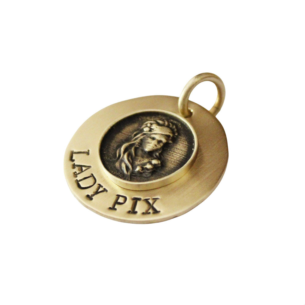 The Lady Sigil | Artisan Lady Pet ID & Custom Engraved Dog Tag, alternate angle