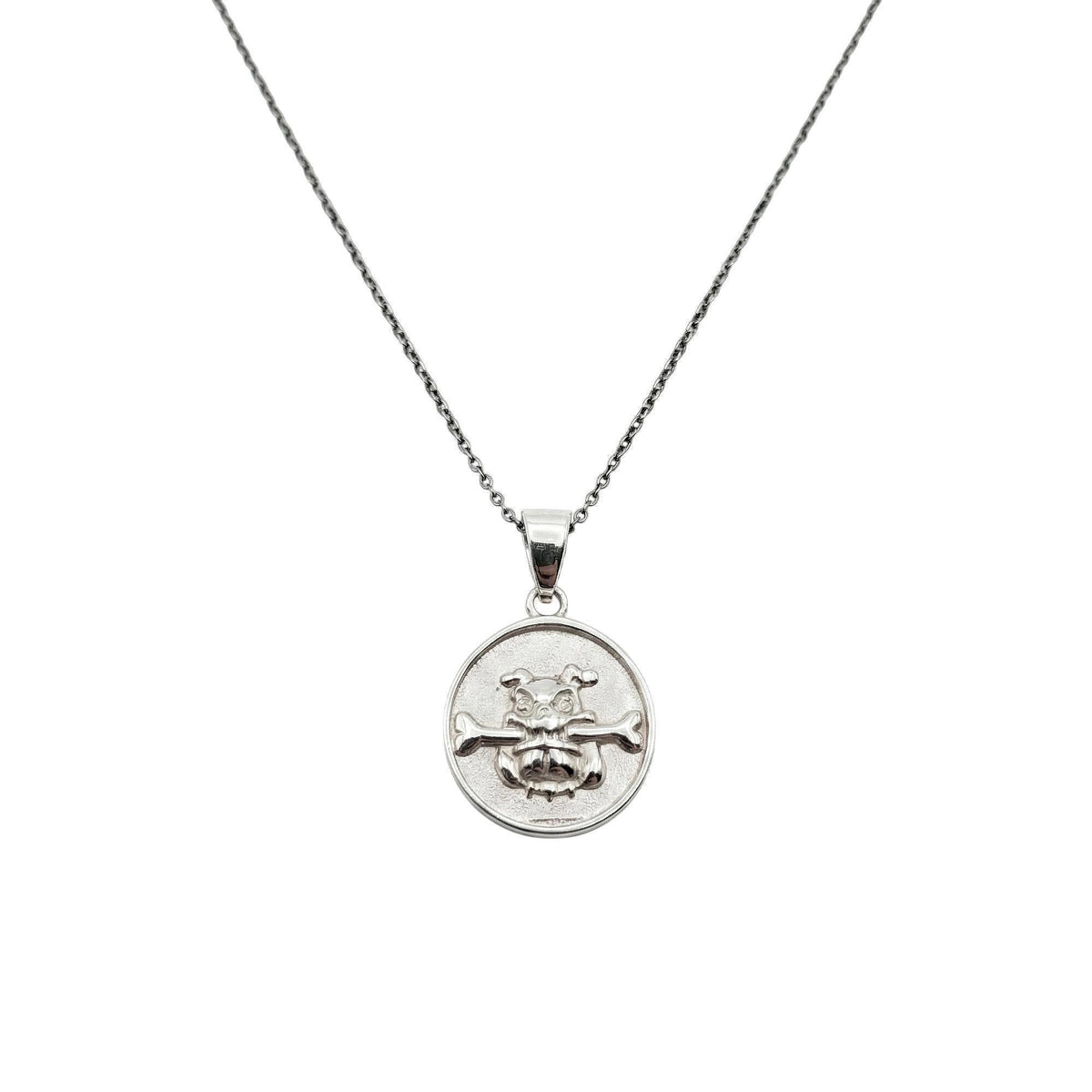 Boxer Dog Charm Necklace | Loyal Guardian Talisman, in White Gold Plated finish