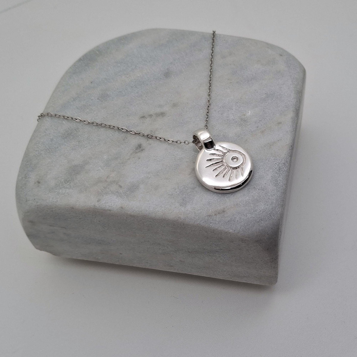 Meteor Wish Talisman Necklace | Gold Plated Celestial Coin Pendant | Shooting Star Sunburst Medallion, additional detail