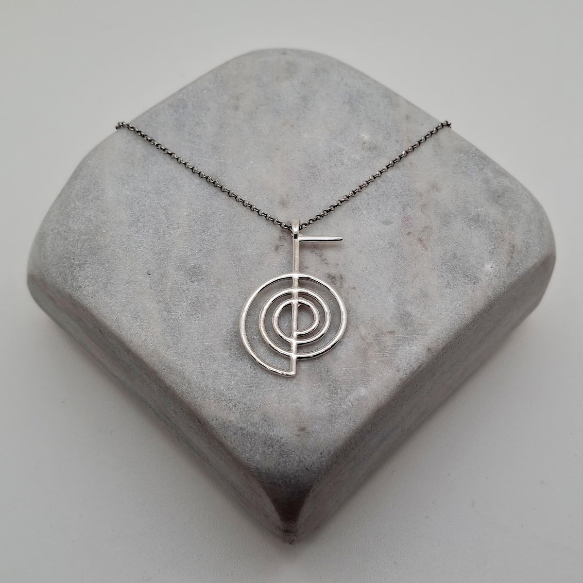Cho Ku Rei Necklace | Gold Plated Reiki Symbol Pendant | Energy Healing Talisman, close-up detail