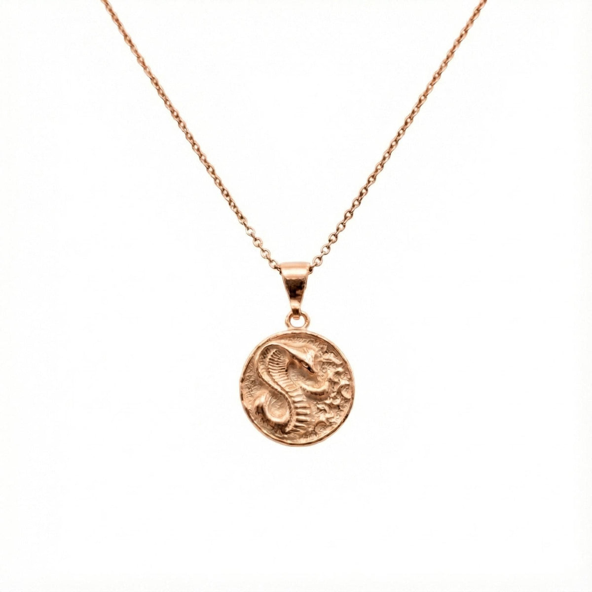 Cobra Medallion Necklace | Protective Talisman, in Rose Gold Plated finish