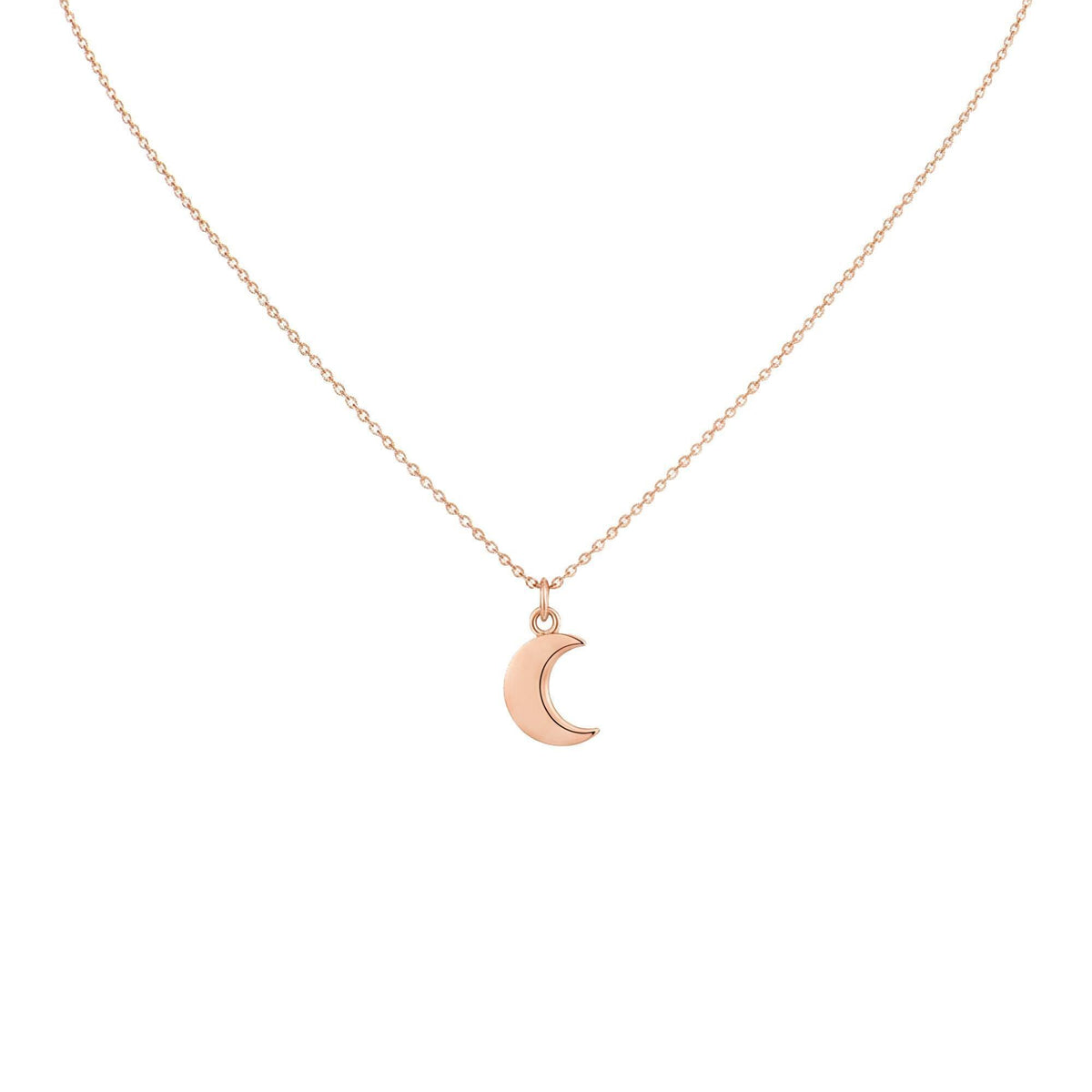 Crescent Moon Necklace | Dainty Solid Gold Celestial Charm | New Beginnings Pendant, alternate angle