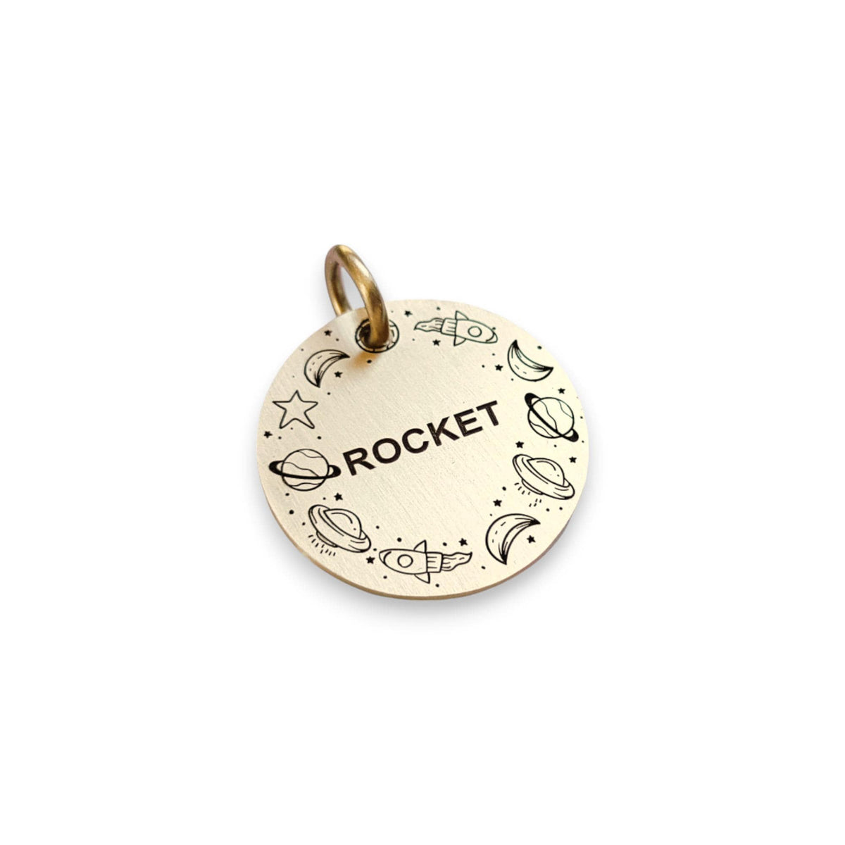 The Voyager Token | Artisan Rocket Pet ID & Custom Engraved Dog Tag, front view