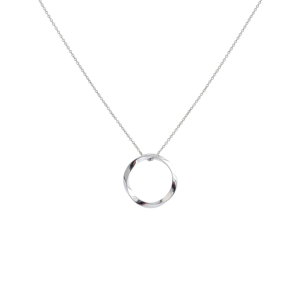 Mobius Necklace | Eternity Infinity Circle, in White Gold Plated finish