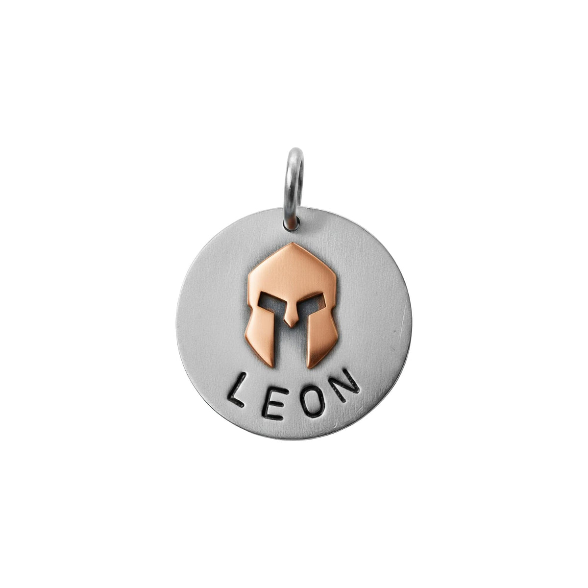 The Warrior's Shield Token | Artisan Spartan Helmet Pet ID & Custom Tag, alternate angle