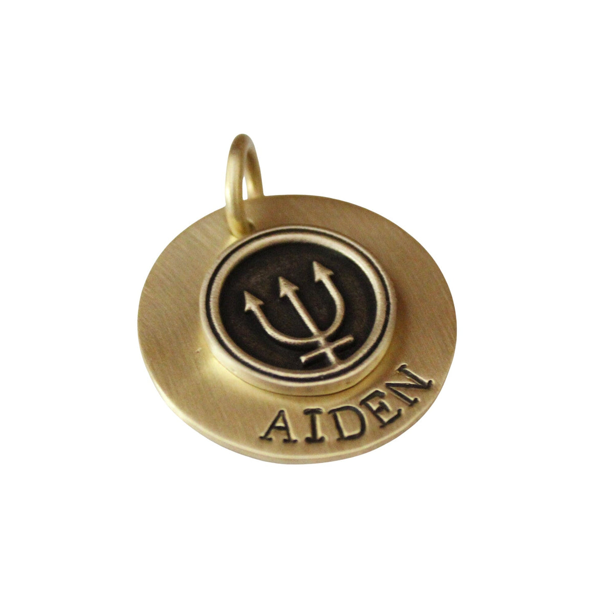 The Sovereign Trident Token | Artisan Maritime Pet ID & Custom Engraved Dog Tag, front view