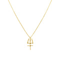 Neptune Trident Necklace | Sterling Silver Poseidon Glyph Pendant | Pisces Astrology Talisman, close-up detail