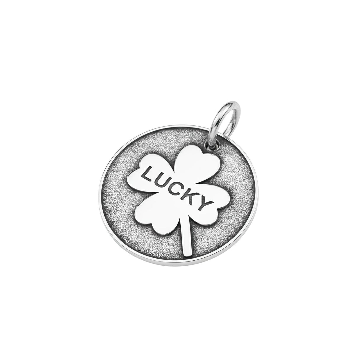 Lucky Shamrock Dog Tag | Custom Engraved Four Leaf Clover Pet ID, close-up detail